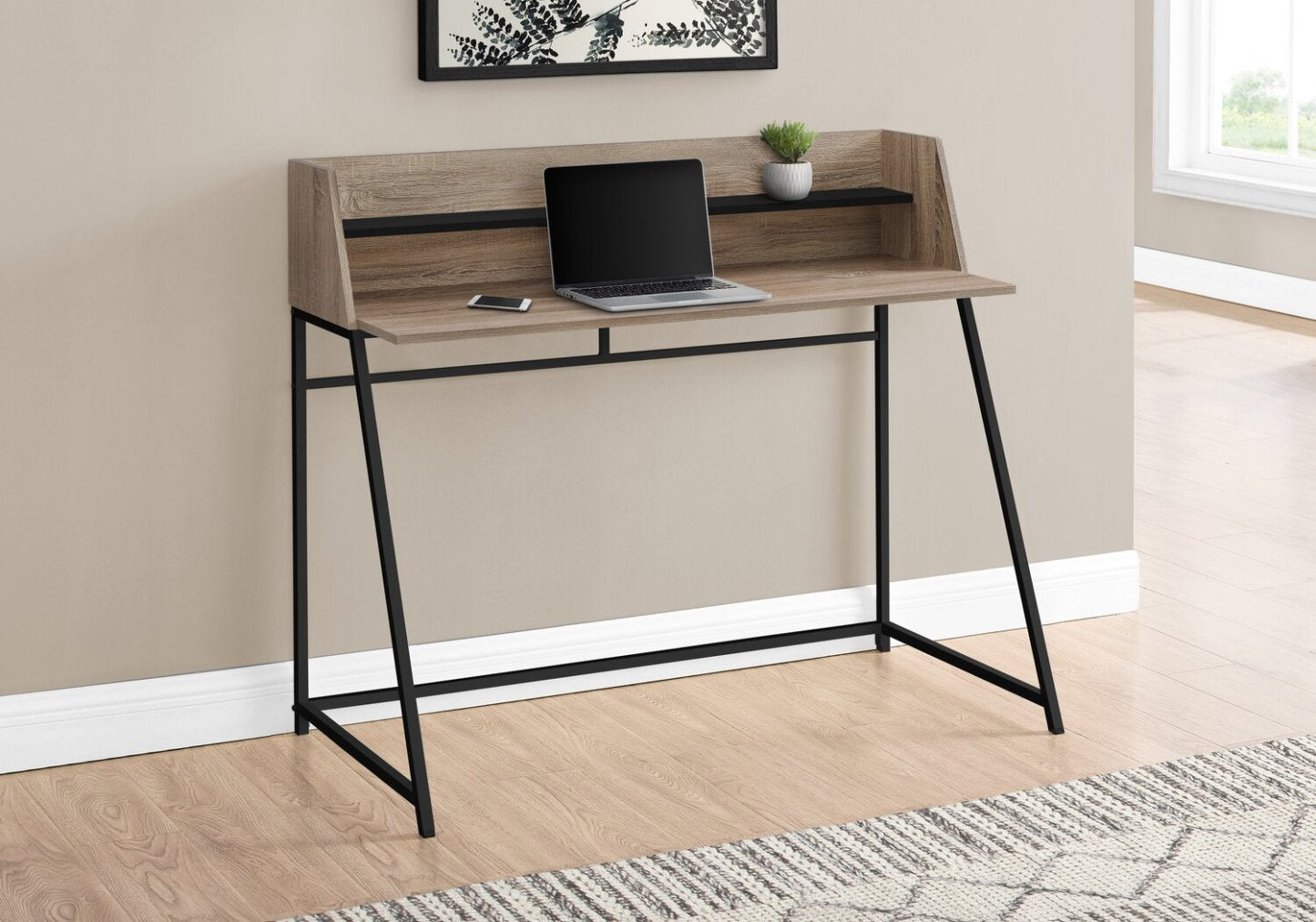 Bureau Lawson 47.25 avec petite niche - Taupe|Bureau Lawson de 47,25 po avec petite crédence - taupe