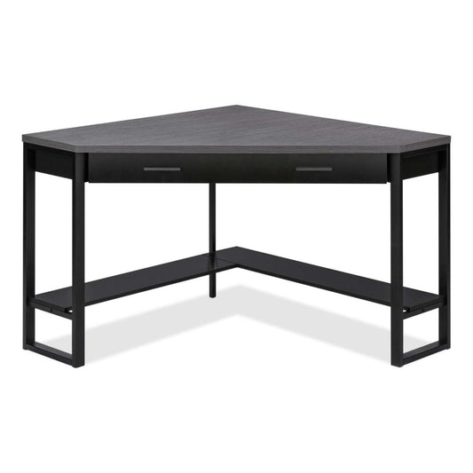 Bureau d'angle Christiana 42 avec tiroir - Noir/Gris|Bureau en coin Christiana de 42 po à tiroir - noir et gris