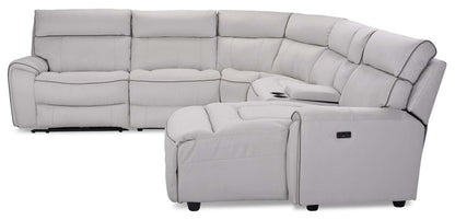Canapé sectionnel de droite à inclinaison électrique Newport de Cindy Crawford Home 6 pièces en suédine - gris