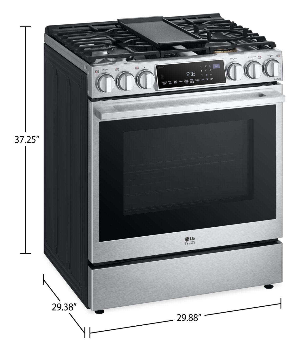 Cuisinière intelligente à gaz LG Studio de 6,3 pi³ avec hublot InstaViewMD et friture à air - acier inoxydable résistant aux traces - LSGS…