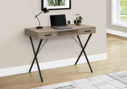 Bureau Rowan 42 avec 2 tiroirs et compartiment ouvert - Taupe|Bureau Rowan de 42 po à 2 tiroirs et compartiment ouvert - taupe