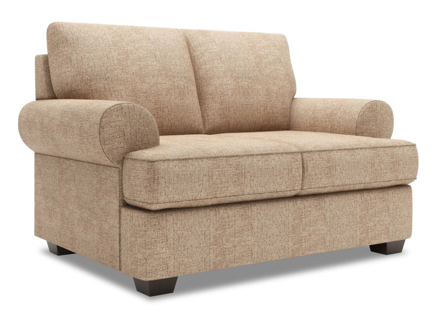 Fabriqué au Canada Canapé Personnalisable Lab Roll 64 en Tissu Chenille avec Accoudoirs Enroulés - Taupe de Luxe | Causeuse Roll de Sofa Lab de 64 po fabriquée au Canada en tissu d’apparence lin avec accoudoirs enroulés - taupe de luxe | RO202893
