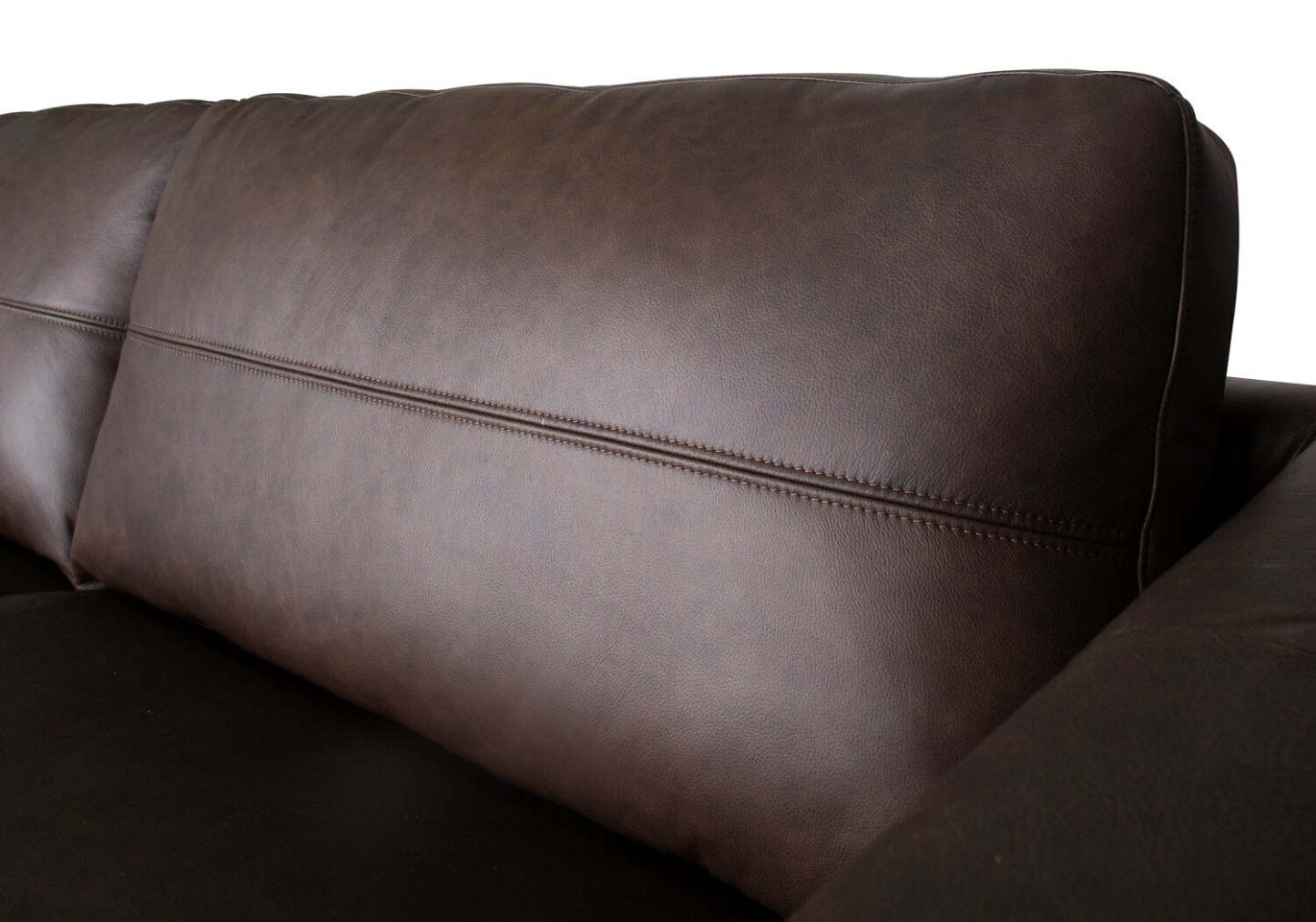 Melrose 84,5 po en cuir véritable de qualité supérieure avec pattes en métal - brun foncé | Sofa Melrose 84.5 en cuir véritable de qualité supérieure avec pattes en métal - brun foncé