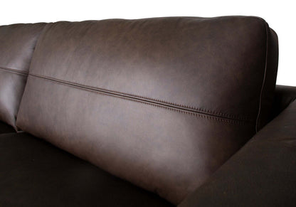 Melrose 84,5 po en cuir véritable de qualité supérieure avec pattes en métal - brun foncé | Sofa Melrose 84.5 en cuir véritable de qualité supérieure avec pattes en métal - brun foncé