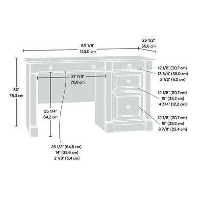 Bureau Palladia de 53,15 po à 3 tiroirs - chêne antique