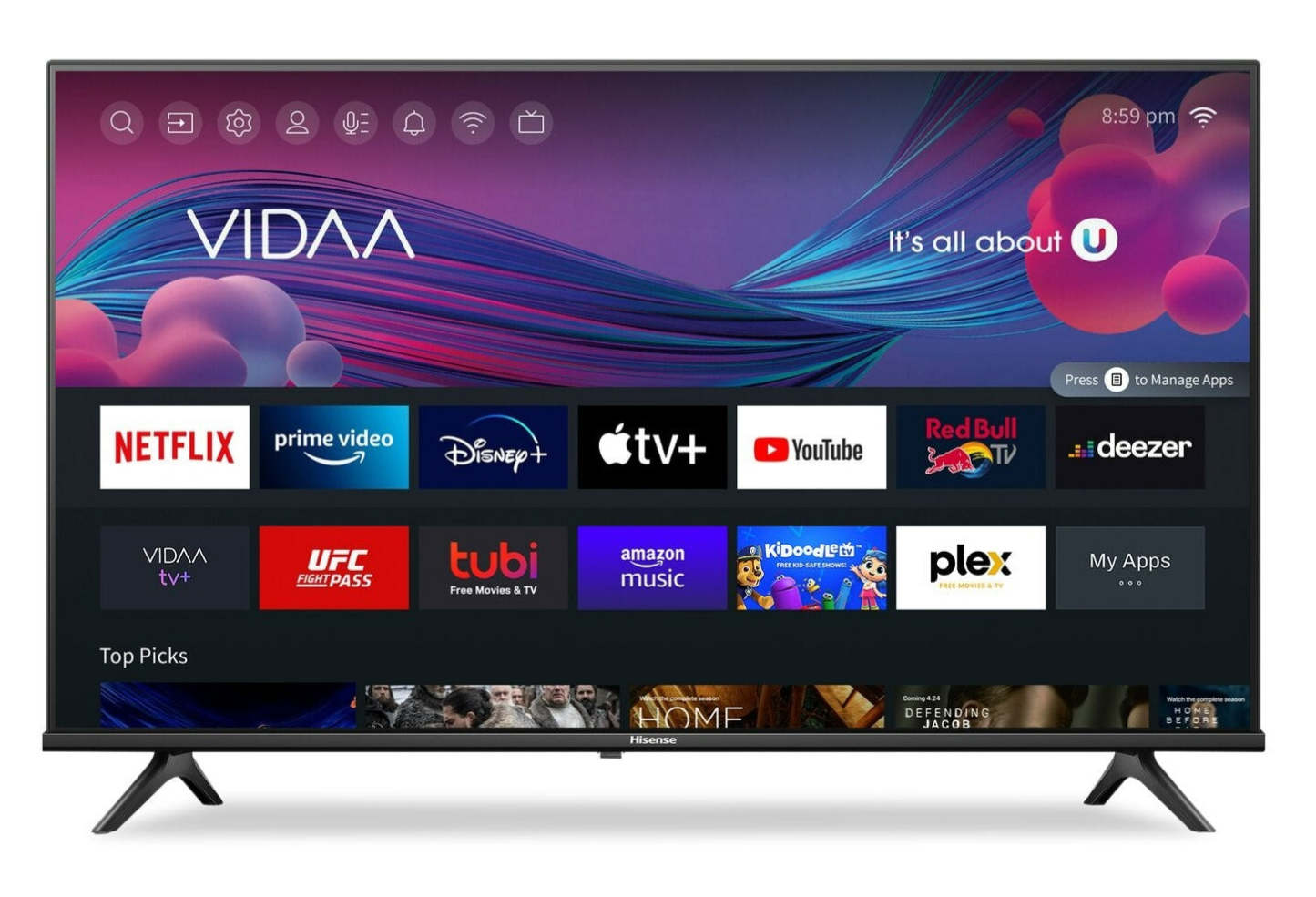 HISENSE 32 720p HD Full Array LCD 60 Hz VIDAA TV (32A4KV) | Téléviseur LCD HISENSE HD 720p de 32 pouces à 60 Hz à matrice complète avec VIDAA (32A4KV)