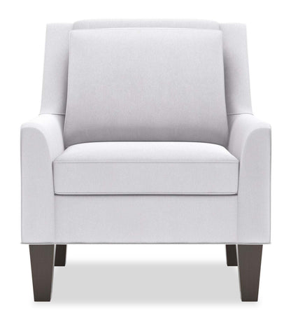 Fauteuil d’appoint club Sofa Lab personnalisable en tissu d’apparence lin de 29 po avec pattes en bois - blanc Pax Ice | Made in Canada Sofa Lab Customizable Club 29 Linen-Look Fabric Accent Chair with Wood Legs - Pax Ice White | CLUB3449