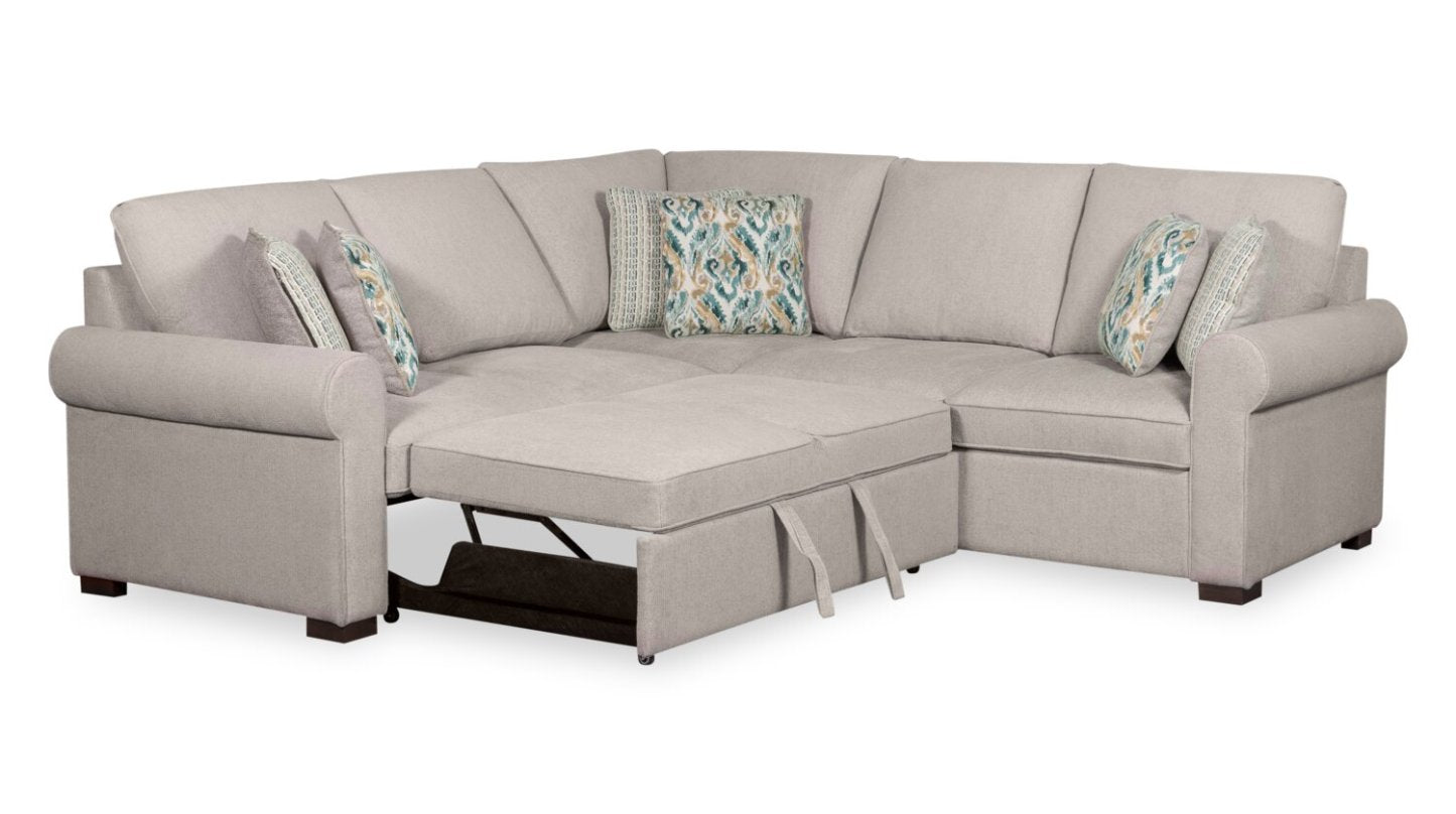 Scott Living Haven 3-Piece Chenille Fabric Sleeper Sectional - Grey | Sofa-lit sectionnel Haven de Scott Living 3 pièces en tissu de chenille - gris
