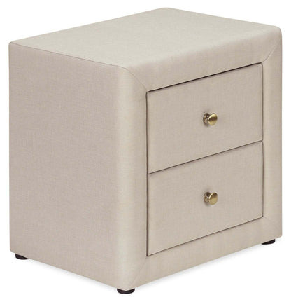 Table de nuit rembourrée à 2 tiroirs Zara, 20,5 L x 20,75 H - Beige | Table de nuit rembourrée Zara de 20,5 po (l) x 20,75 po (H) à 2 tiroirs - beige