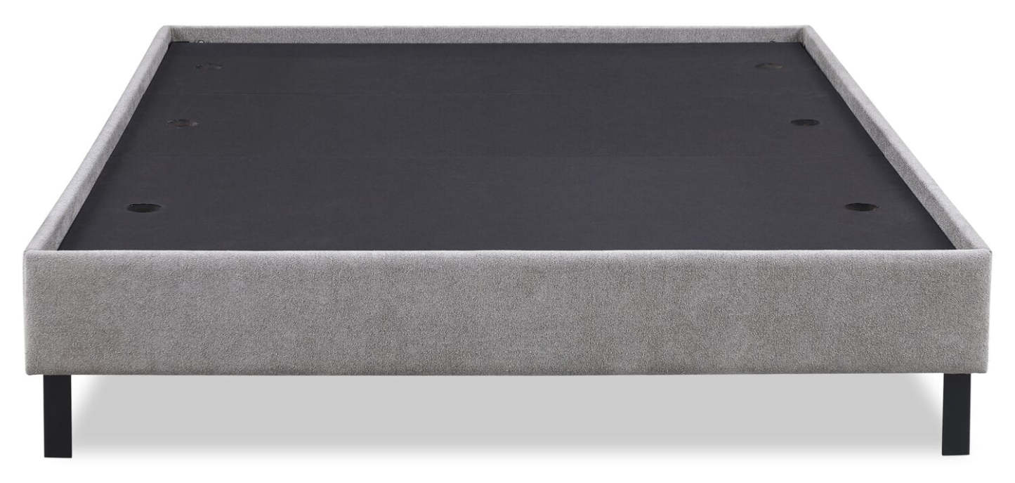 Base de lit plateforme rembourrée Amos en tissu gris - Pleine grandeur | Base de lit plateforme Amos rembourrée en tissu gris - format lit double