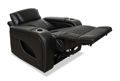 Fauteuil de massage à inclinaison électrique Elite de 38 po en cuir véritable avec son immersif et appuie-tête électrique - noir