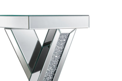 Table d'appoint Lydia 12 avec miroir et cristaux - Argent | Table d'appoint Lydia de 12 po en miroir avec cristaux - argentée
