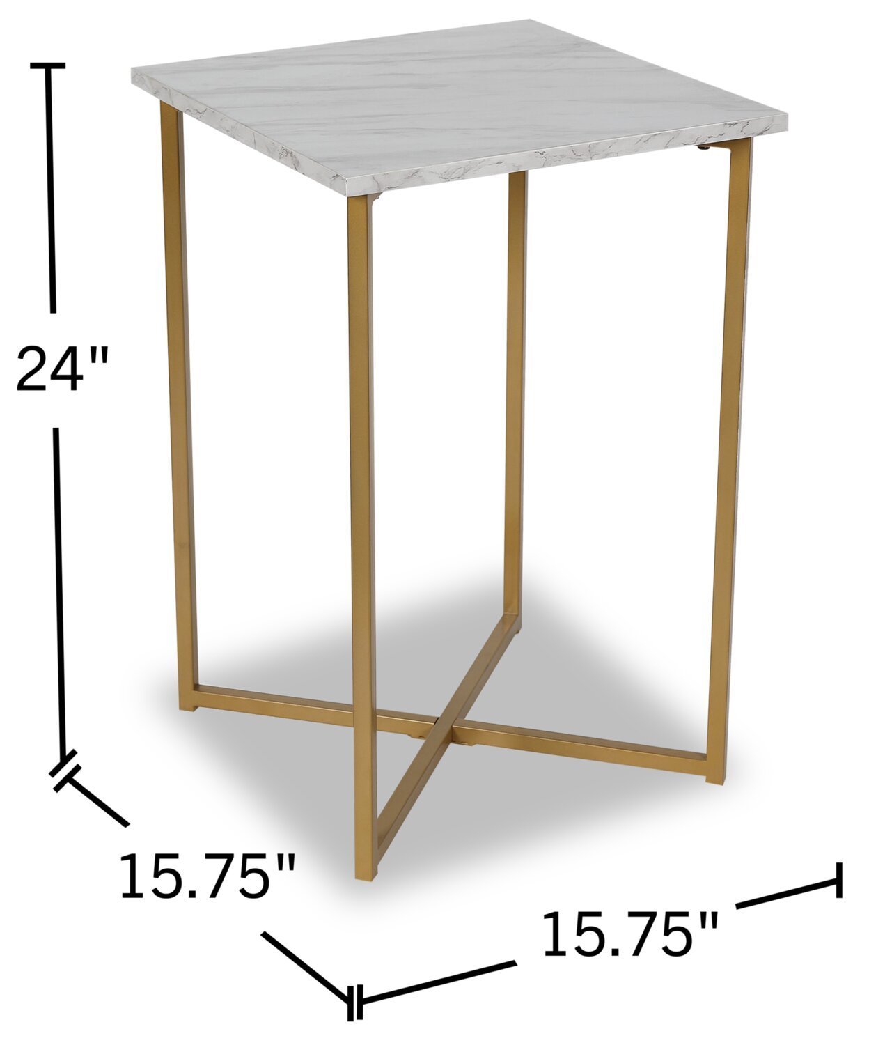 Mia 15.75 Faux Marble Chairside Table - Blanc &amp; Or|Table de fauteuil Mia de 15,75 po en imitation de marbre - blanche et dorée