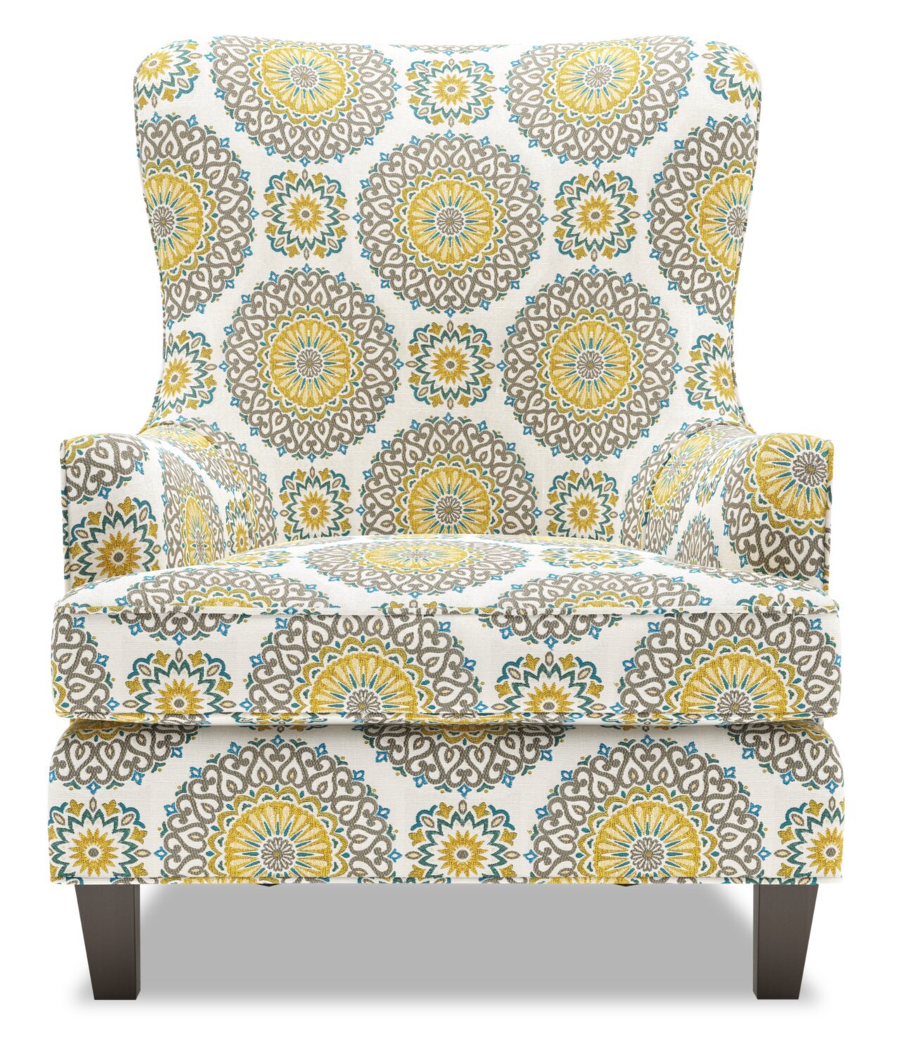 Fauteuil d'appoint à oreilles Sofa Lab personnalisable de 32 po fabriqué au Canada en tissu - Jade multicolore | AILE1140