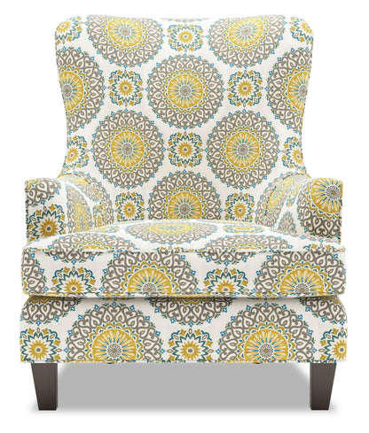 Fauteuil d'appoint à oreilles Sofa Lab personnalisable de 32 po fabriqué au Canada en tissu - Jade multicolore | AILE1140