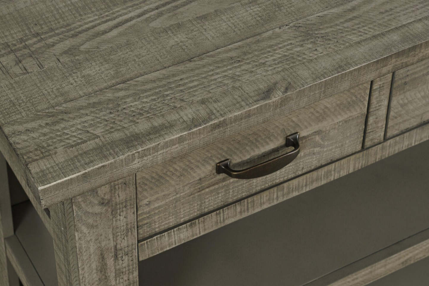 Colson 50 Rustic Sofa Table with Storage and Shelf - Driftwood | Table de salon rustique Colson de 50 po avec rangement et tablette - bois flotté