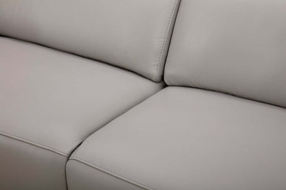 Riviera Top-Grain Genuine Leather Power Reclining Loveseat - Light Grey | Causeuse à inclinaison électrique Riviera en cuir véritable de qualité supérieure - gris clair