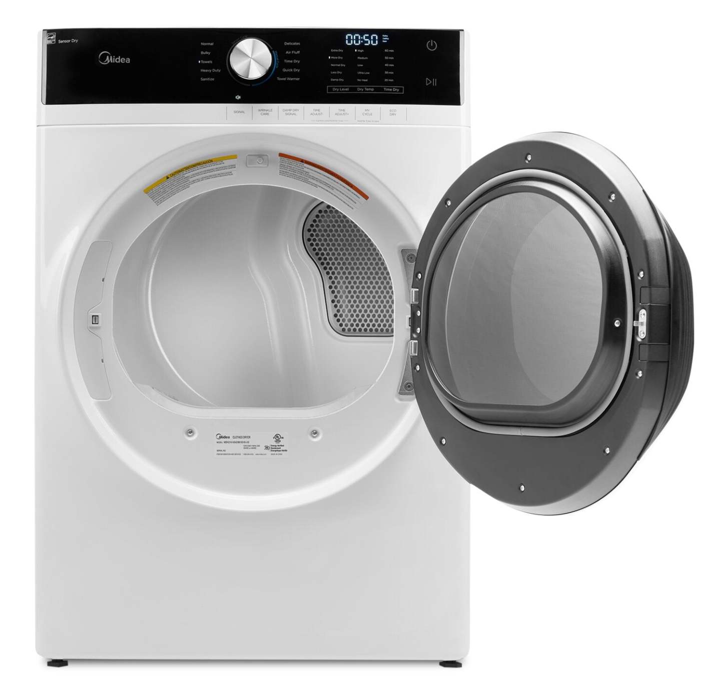 Midea 8 pi³ Sécheuse électrique - blanche - superposable - MLE52N4AWW | Midéa 8 Cu. Fort. Sécheuse électrique, blanche, empilable, MLE52N4AWW