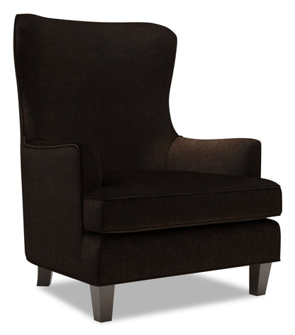 Fauteuil d’appoint à oreilles Sofa Lab personnalisable de 32 po en tissu de chenille fabriqué au Canada - brun Luxury Chocolate | WING3293