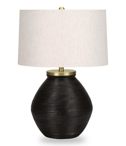25 Black Concrete with Gold Accent Table Lamp|Lampe de table de 25 po béton noir avec touches dorées