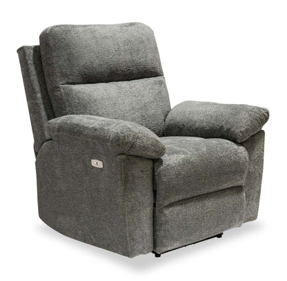 Fauteuil à inclinaison électrique Oliver 40 po fabriqué au Canada, en tissu chenille avec port USB - gris étain Addison