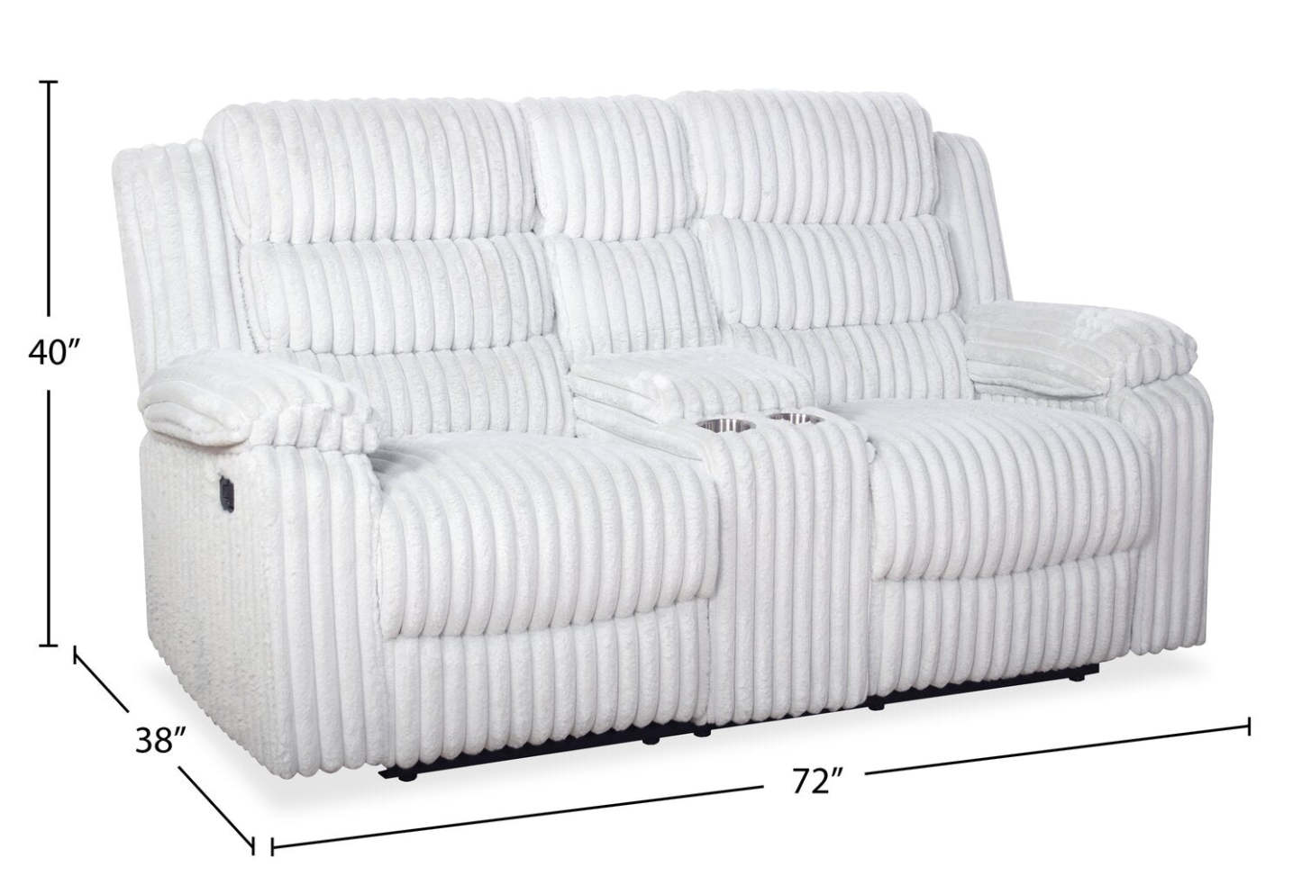 Causeuse inclinable Bryson de 72 po en tissu de fausse fourrure avec console de rangement - gris brume