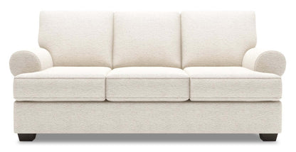 Fabriqué au Canada Canapé Personnalisable Roll 86 Canapé en Tissu Chenille avec Accoudoirs Enroulés - Beige Sable de Luxe | Canapé Roll de Sofa Lab de 86 po fabriqué au Canada en tissu de chenille avec accoudoirs enroulés - beige Sable de Luxe | RO103093
