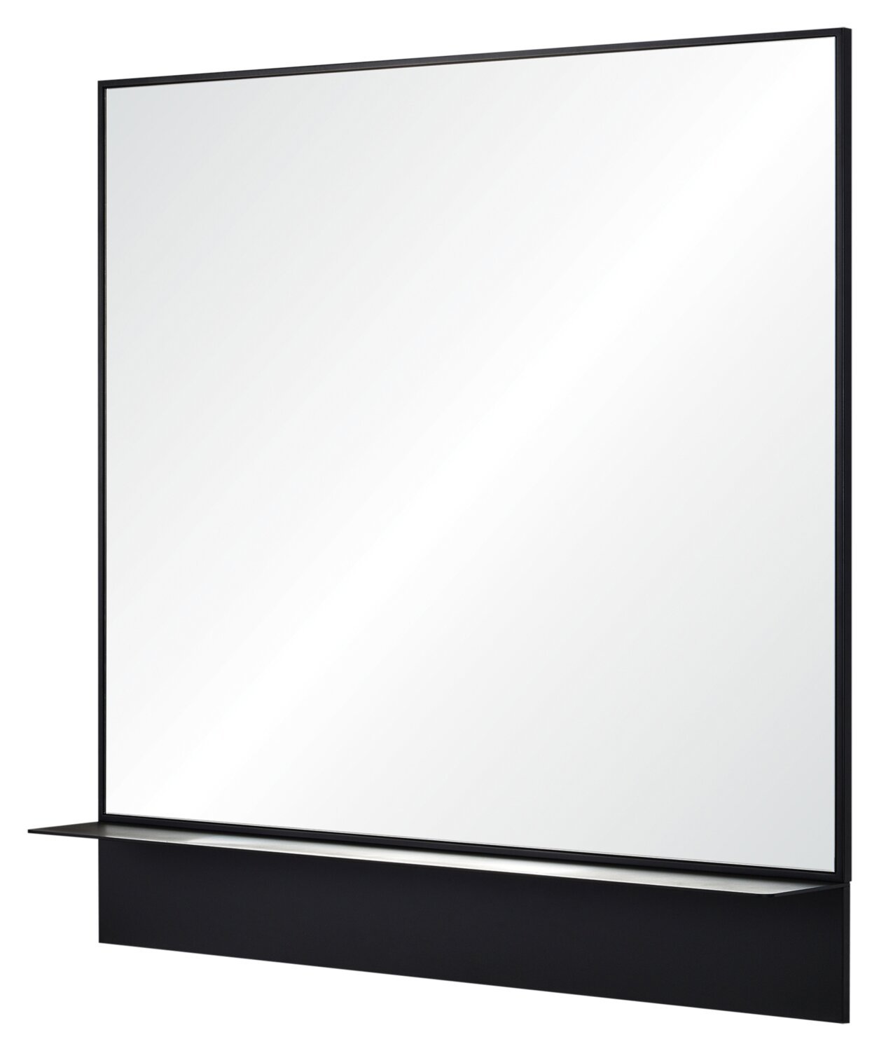 Miroir carré noir avec étagère - 35 x 35 | Miroir carré noir avec tablette - 35 po x 35 po | MT2423MR