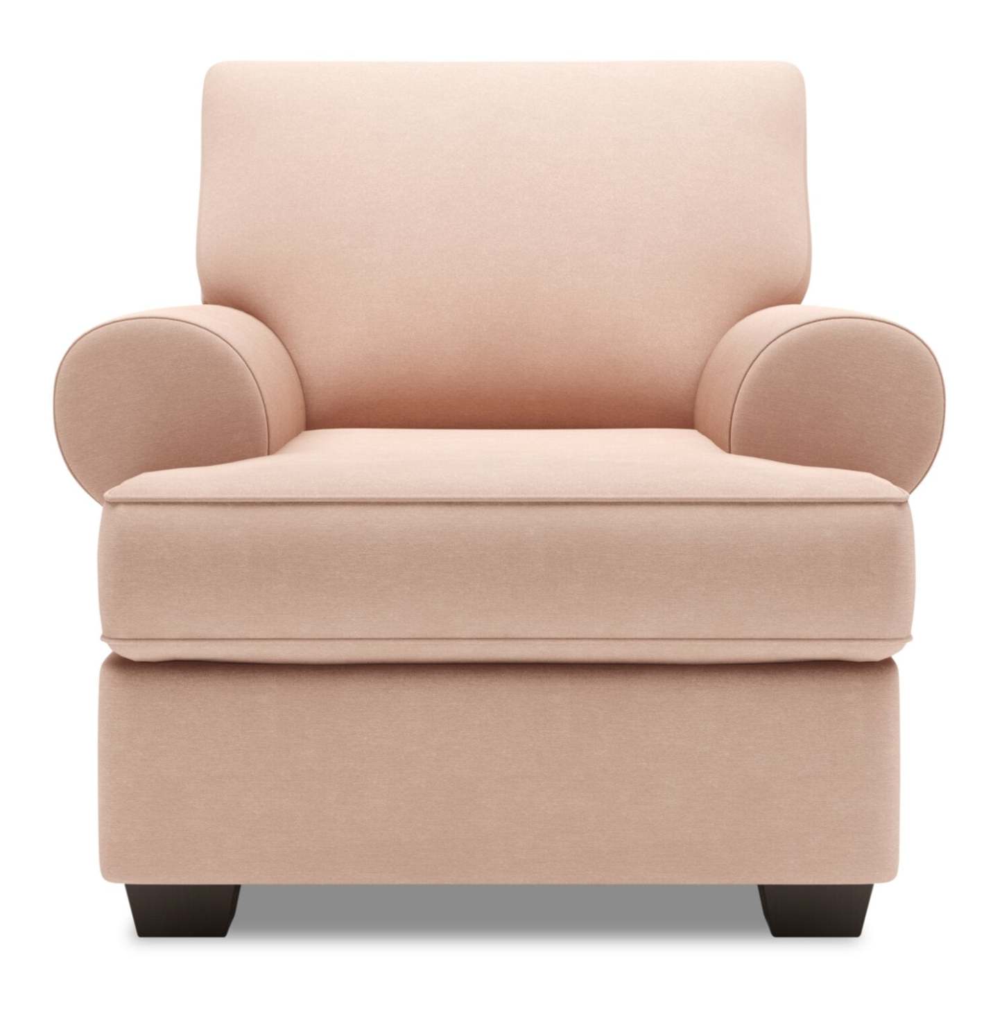 Fauteuil Roll de Sofa Lab de 42 po fabriqué au Canada en tissu d'apparence lin avec accoudoirs enroulés - rose Pax Rose | RO303249