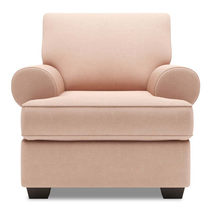 Fauteuil Roll de Sofa Lab de 42 po fabriqué au Canada en tissu d'apparence lin avec accoudoirs enroulés - rose Pax Rose | RO303249