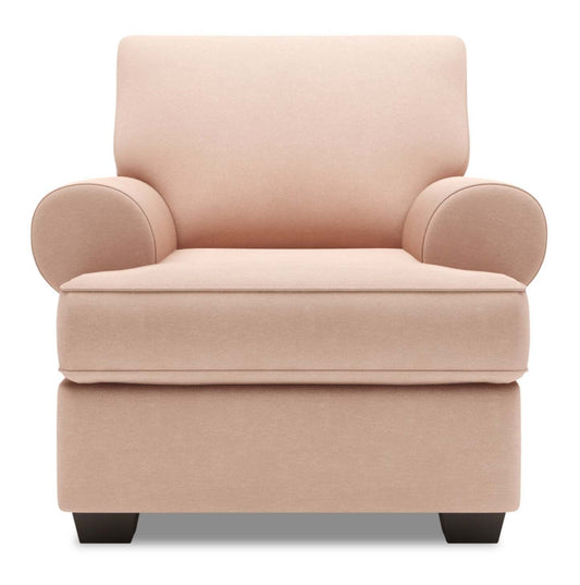 Fauteuil Roll de Sofa Lab de 42 po fabriqué au Canada en tissu d'apparence lin avec accoudoirs enroulés - rose Pax Rose | RO303249
