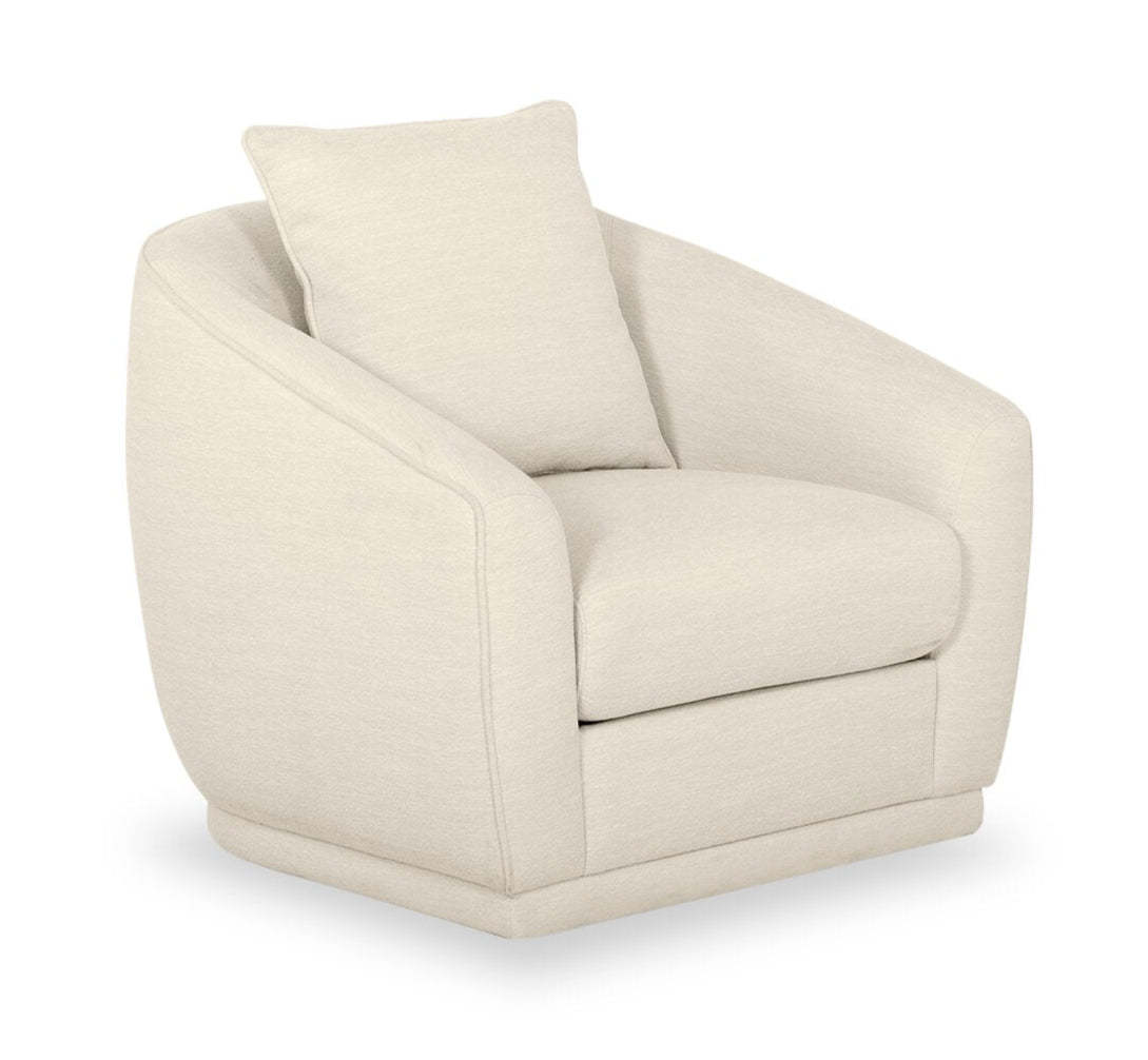 Fauteuil d'appoint pivotant en tissu chenille Rio 34,5 - Blanc ivoire | Fauteuil d'appoint pivotant Rio de 34,5 po en tissu chenille - blanc ivoire