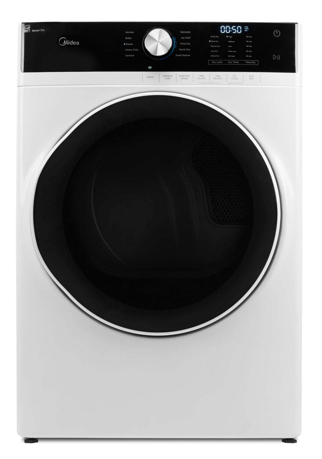 Midea 8 pi³ Sécheuse électrique - blanche - superposable - MLE52N4AWW | Midéa 8 Cu. Fort. Sécheuse électrique, blanche, empilable, MLE52N4AWW