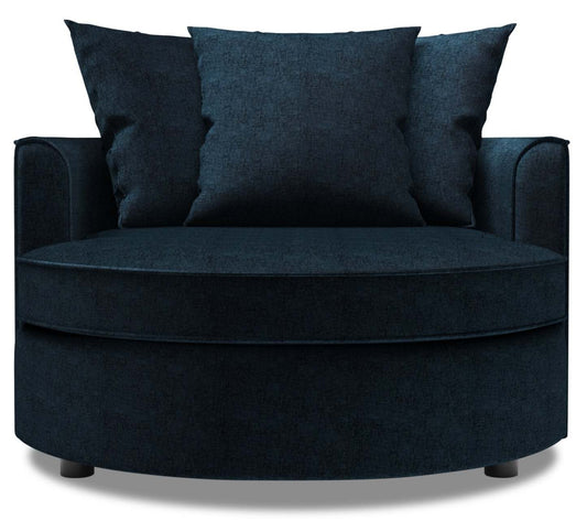 Fauteuil d'appoint enveloppant Sofa Lab de 48 po fabriqué au Canada en tissu de chenille - bleu Luxury Indigo | CUDD3193