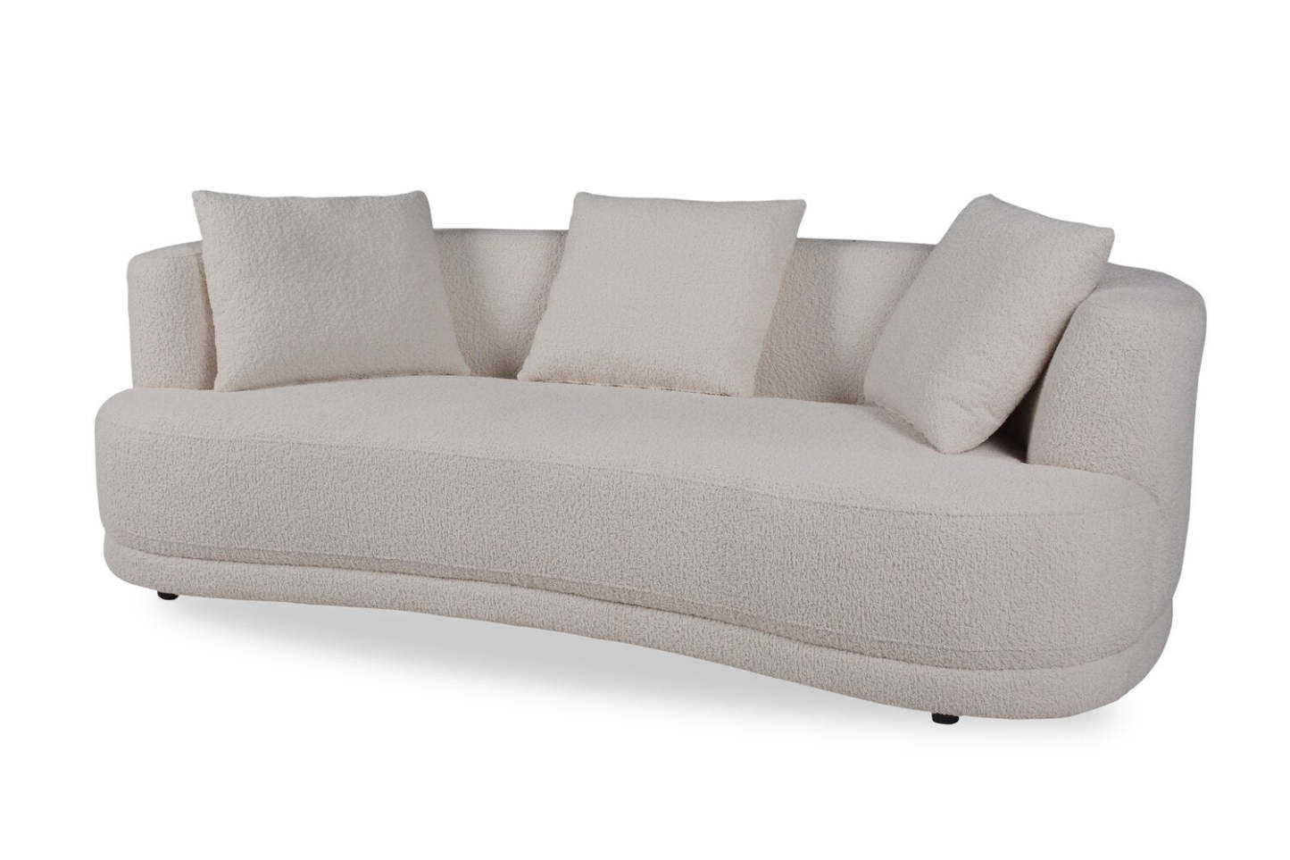 Canapé arrondi Moon de 91 po en tissu avec coussins décoratifs - blanc amande laineux