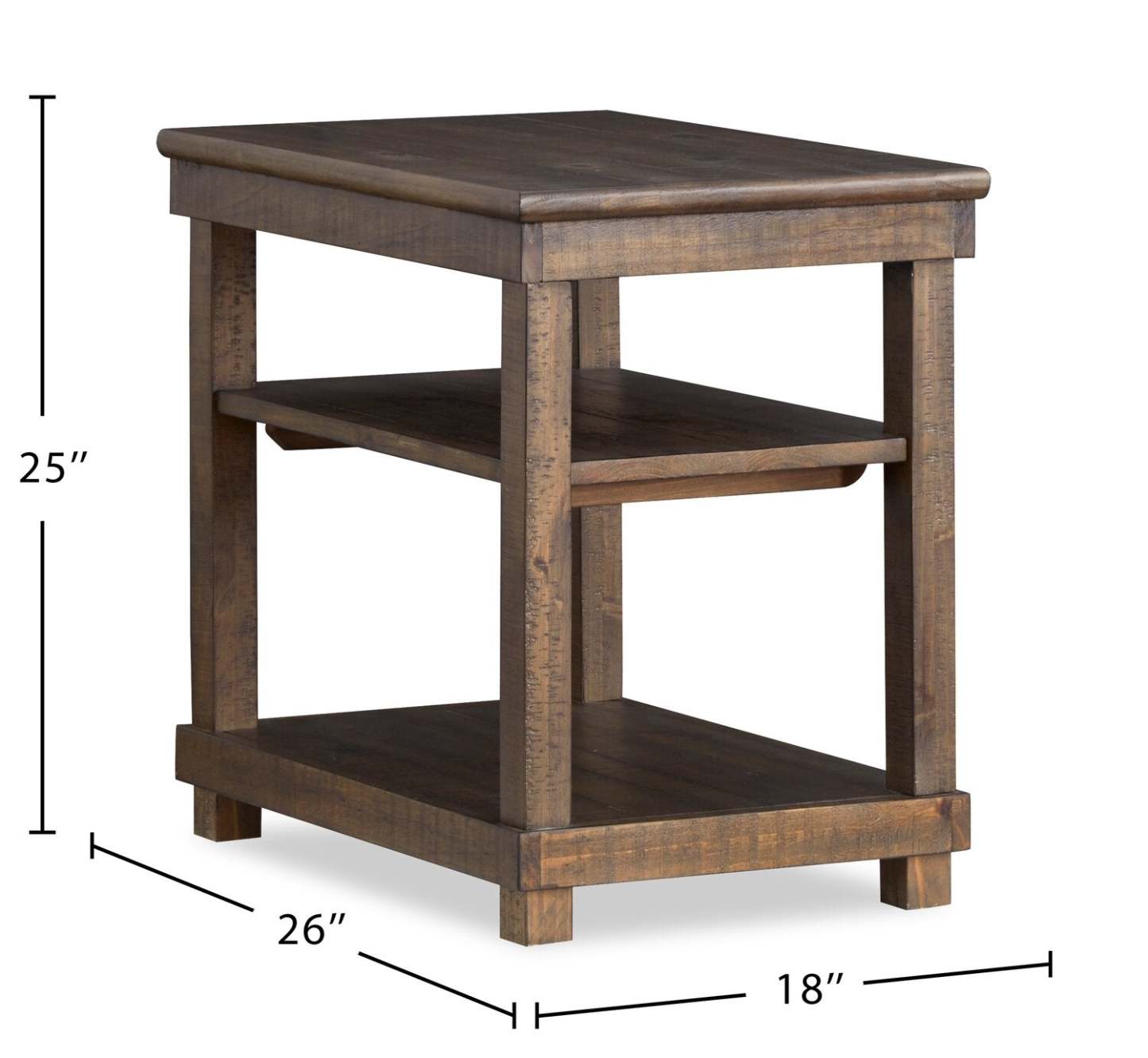 Table de fauteuil Edwin 18" Country Pine avec étagères - Homestead Brown | Table de fauteuil Edwin de 18 po en pin champêtre avec étagères - brun champêtre