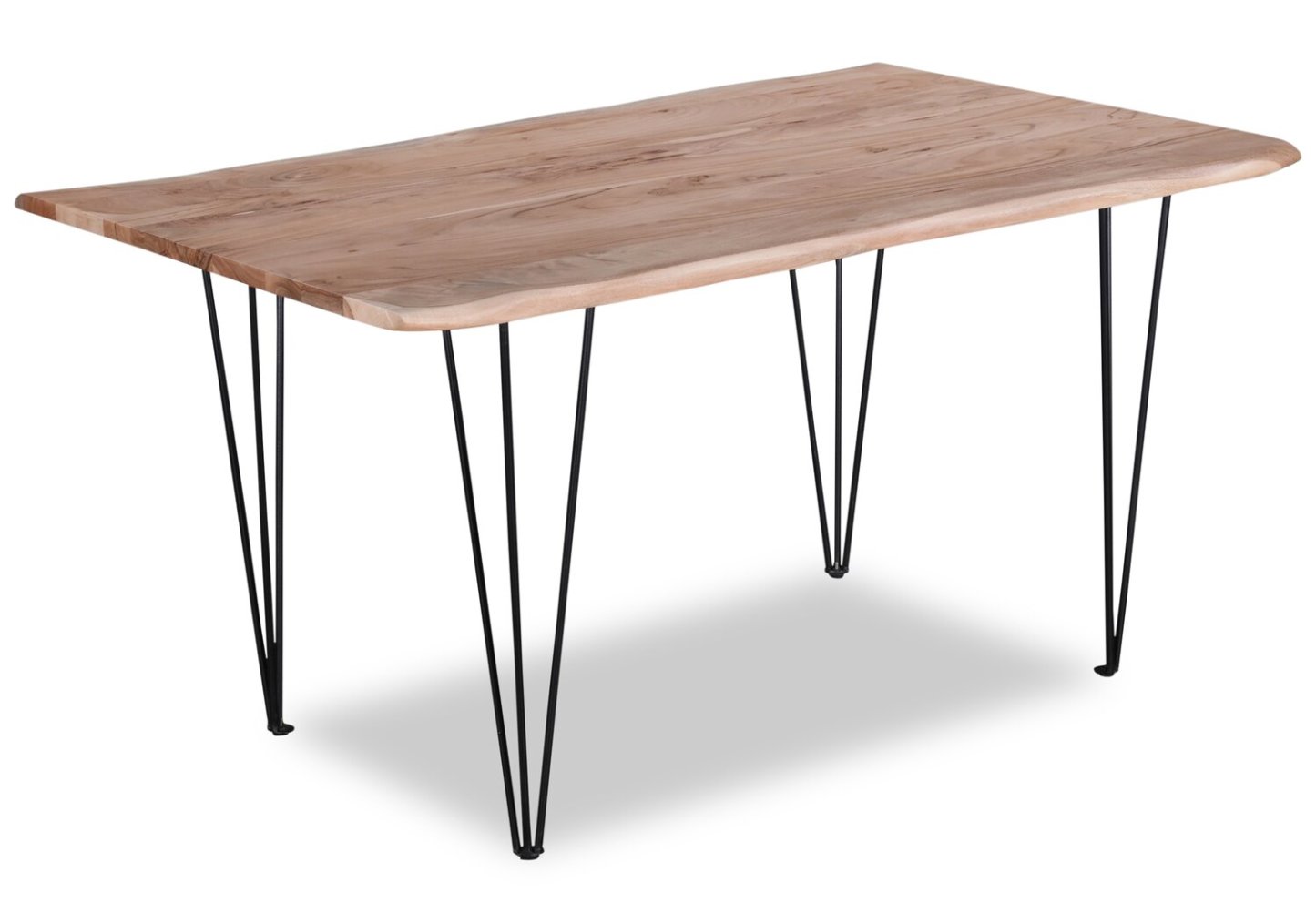 Ensemble de salle à manger 5 pièces Miya avec table et 4 chaises, Live Edge, bois d'acacia, métal, 60 W - Charbon | Ensemble de salle à manger Miya 5 pièces avec table de 60 po et 4 chaises, bordure Live Edge, en bois d'acacia et métal - anthracite