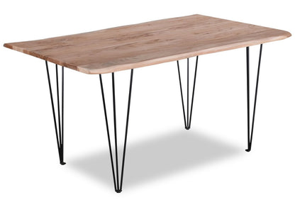 Table de salle à manger Miya avec Live Edge, bois d'acacia, métal, 60 W - Naturel | Table de salle à manger Miya de 60 po (L) en acacia et métal avec bordures Live Edge - naturel