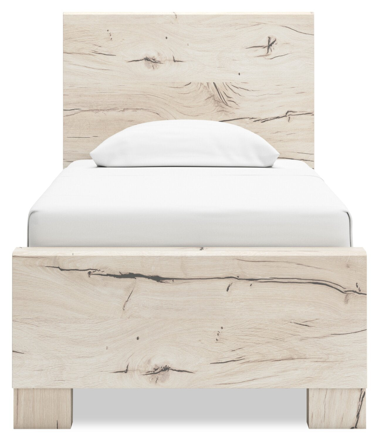 Lit à panneaux Derekson avec tête de lit et cadre pour enfants, blanc rustique - taille simple | Lit à panneaux Derekson pour enfants avec tête de lit et cadre de lit, blanc rustique - format lit simple