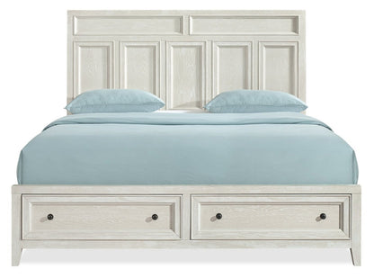 Lit à panneaux Casa avec tête de lit et cadre, en bois, blanc - format très grand lit | Casa Panel Bed with Headboard & Frame, Wood, White - King Size