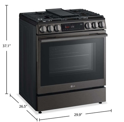 Cuisinière intelligente à gaz encastrée LG de 6,3 pi3 avec friture à air – acier inoxydable noir - LSGL6335Z