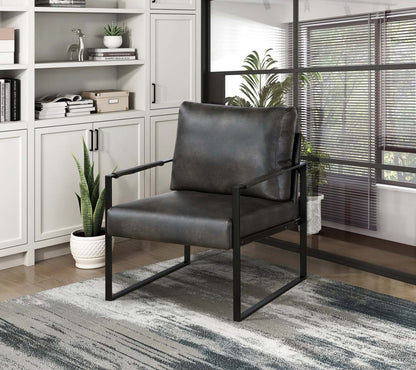 Fauteuil d'appoint en similicuir Nico 24.75 avec pieds en métal - Gris foncé | Fauteuil d'appoint Nico de 24,75 po en similicuir avec pattes en métal - gris foncé