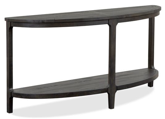 Table de canapé traditionnelle Axl 55 avec étagère - Bois gris-brun foncé|Table de salon traditionnelle Axl de 55 po avec tablette - bois gris-brun foncé