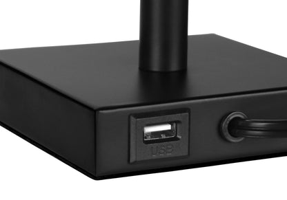 17 Ensemble 2 lampes de table de 17 po en métal noir avec recharge USB
