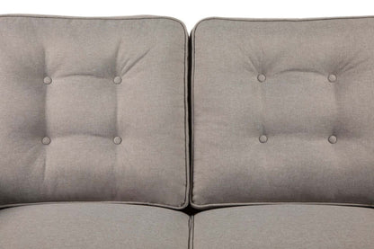 Causeuse Novalee de 57 po en tissu d'apparence lin avec accoudoirs évasés et capitonnage à boutons - taupe