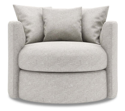 Fauteuil d’appoint pivotant Nest de Sofa Lab de 41 po fabriqué au Canada en tissu de chenille - argenté Luxury Silver | NEST2793