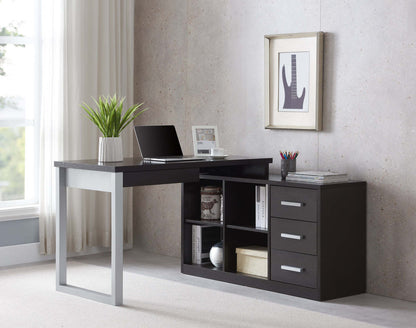 Bureau d'angle réversible Owen 55 avec 4 tiroirs et compartiments - Espresso|Bureau en coin réversible Owen de 55 po à 4 tiroirs et compartiments - espresso