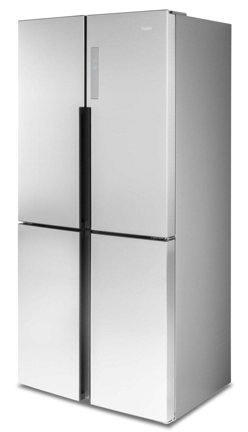 Réfrigérateur Haier de 33 16,4 pi³ à 4 portes - acier inoxydable résistant aux traces de doigts - QHE16HYPFS | Haier 33 16,4 Cu. Ft. Quad Door Refrigerator - Stainless Steel Fingerprint Resistant