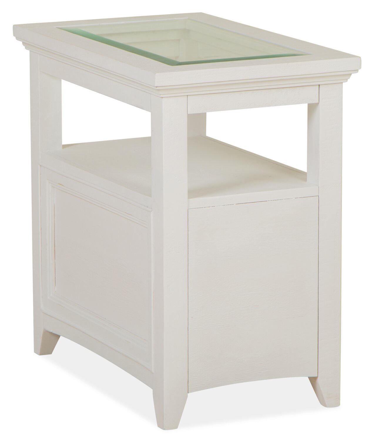 Table de bout traditionnelle Heron Cove de 15 po avec dessus en verre, rangement et tablette - pin blanc