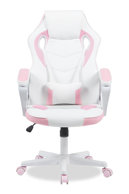 Chaise de jeu ergonomique Velocity 24 - Blanc et rose | Fauteuil de jeu ergonomique Velocity de 24 po - blanc et rose